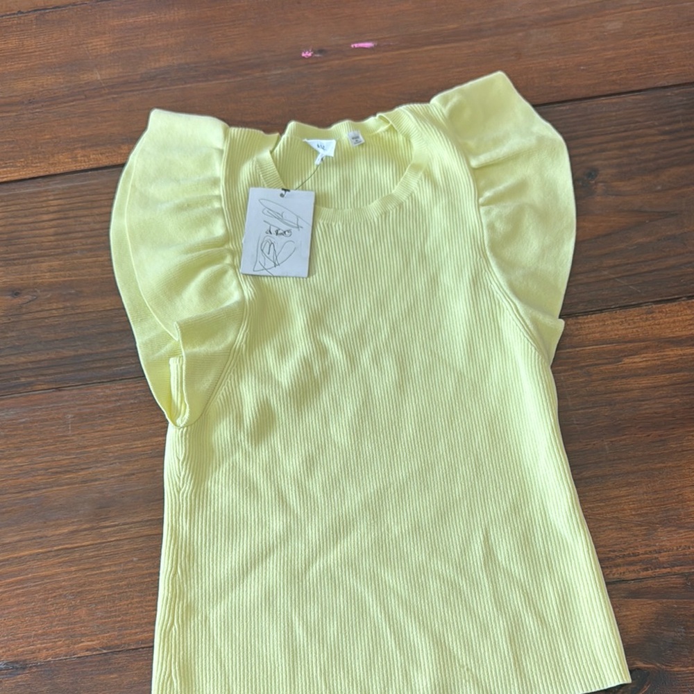 A.L.C. Yellow Ruffle Sleeve Top